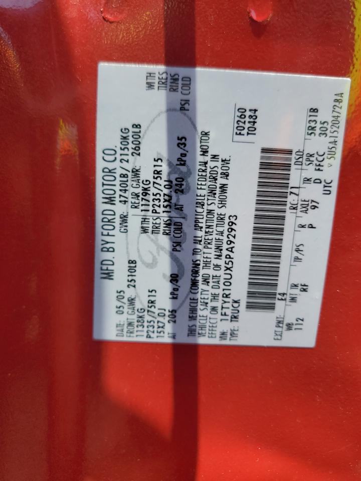 1FTYR10UX5PA92993 2005 Ford Ranger