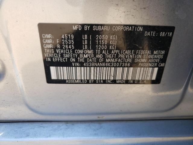 VIN 4S3BNAN66K3007386 2019 SUBARU LEGACY no.12