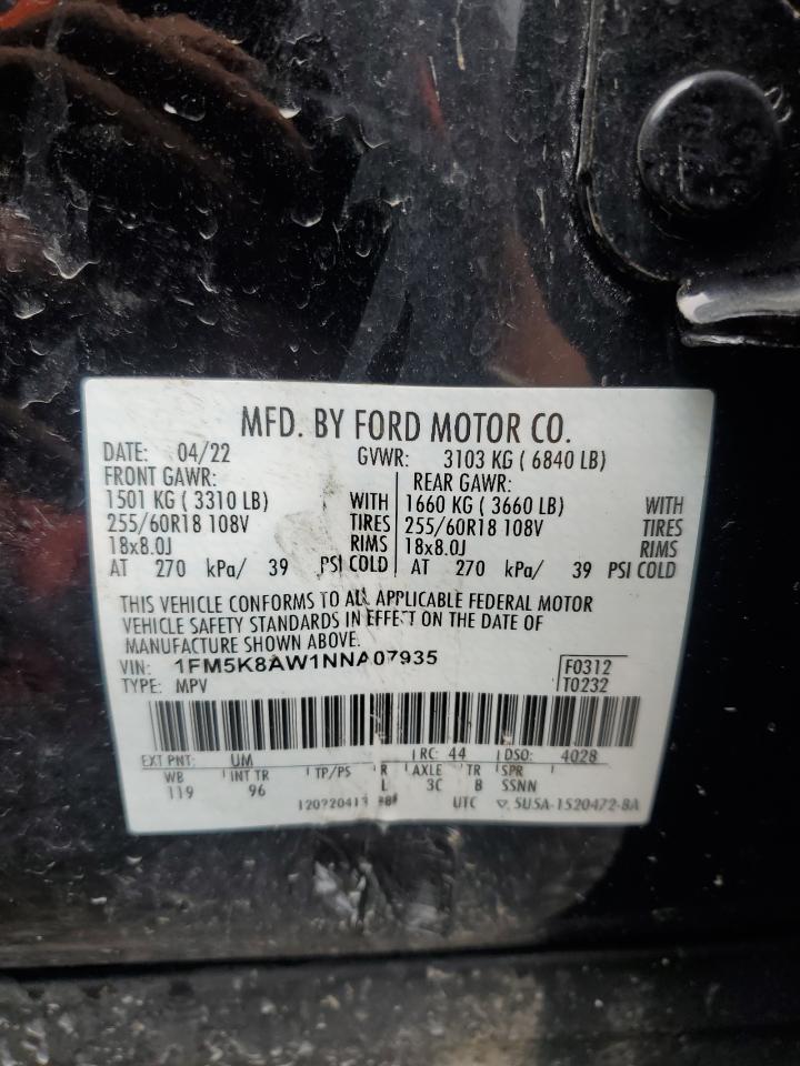 1FM5K8AW1NNA07935 2022 Ford Explorer Police Interceptor