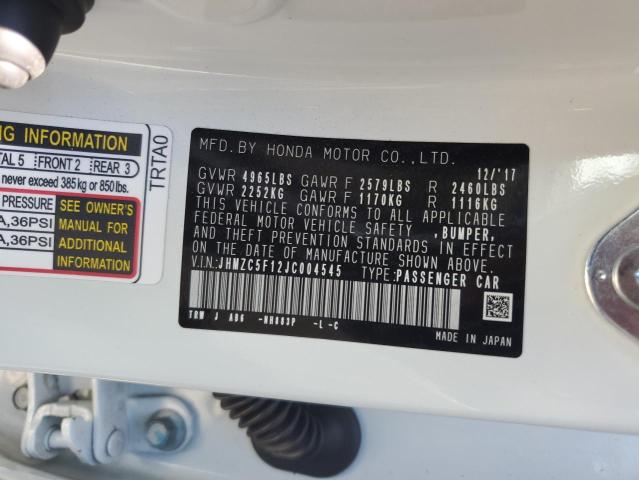 2018 HONDA CLARITY JHMZC5F12JC004545