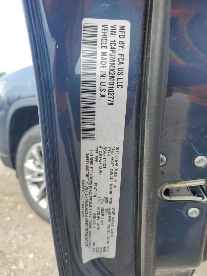 1C4PJMMX2MD102778 2021 Jeep Cherokee Latitude Lux 1C4PJMMX2MD102778 2021 Jeep Cherokee Latitude Lux