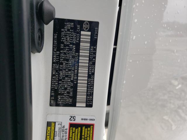 2019 TOYOTA CAMRY L - 4T1B11HKXKU710578