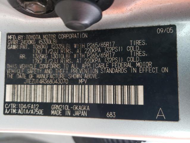 2006 Toyota 4Runner Sr5 VIN: JTEZU14R368043070 Lot: 60482584