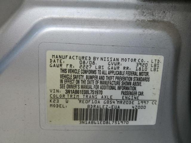 2008 Nissan Sentra 2.0 VIN: 3N1AB61E08L751970 Lot: 61936214