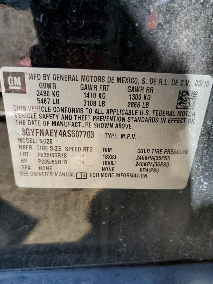 3GYFNAEY4AS607703 2010 Cadillac Srx Luxury Collection