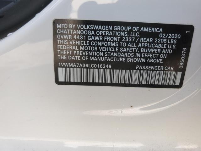 2020 Volkswagen Passat R-Line VIN: 1VWMA7A36LC016249 Lot: 61425544