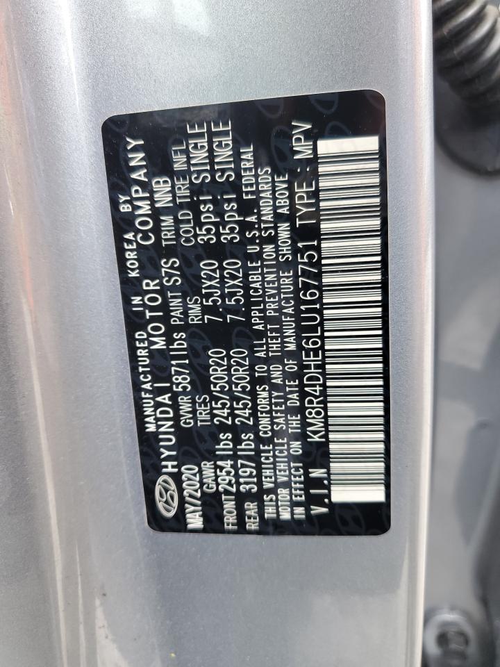 KM8R4DHE6LU167751 2020 Hyundai Palisade Sel