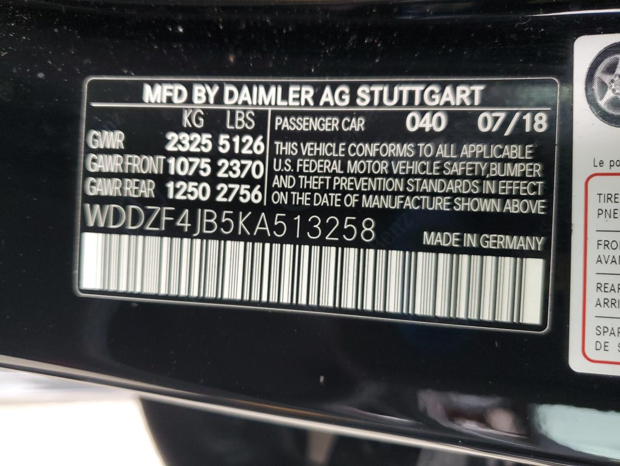WDDZF4JB5KA513258 2019 Mercedes-Benz E 300