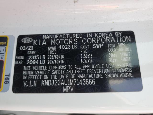 VIN KNDJ23AU1M7143666 2021 KIA Soul, LX no.12