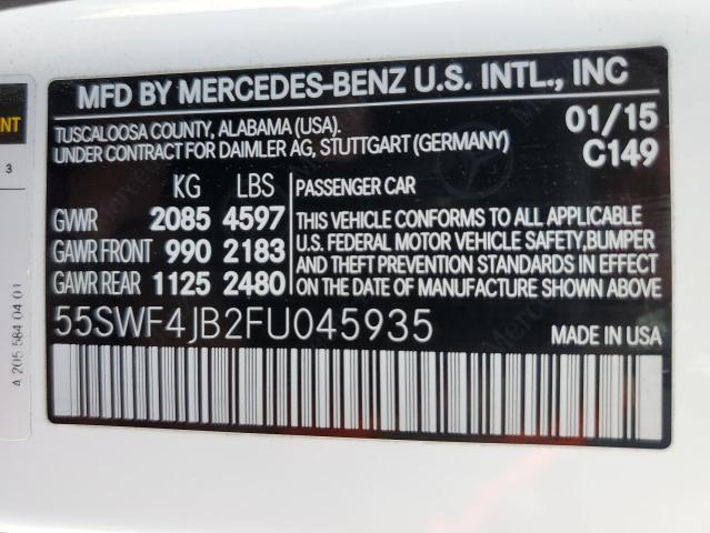 VIN 55SWF4JB2FU045935 2015 Mercedes-Benz C-Class, 300 no.12