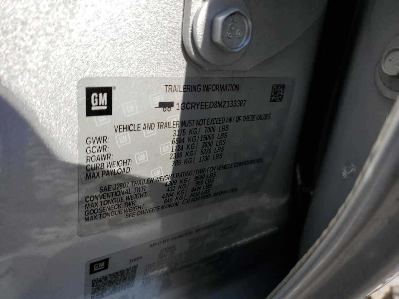 1GCRYEED8MZ133387 2021 Chevrolet Silverado K1500 Rst