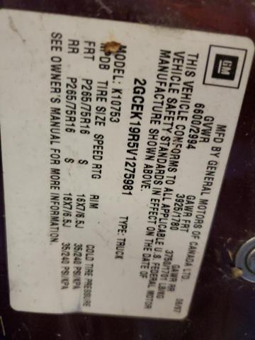 1997 Chevrolet Gmt-400 K1500 VIN: 2GCEK19R5V1275981 Lot: 62278554