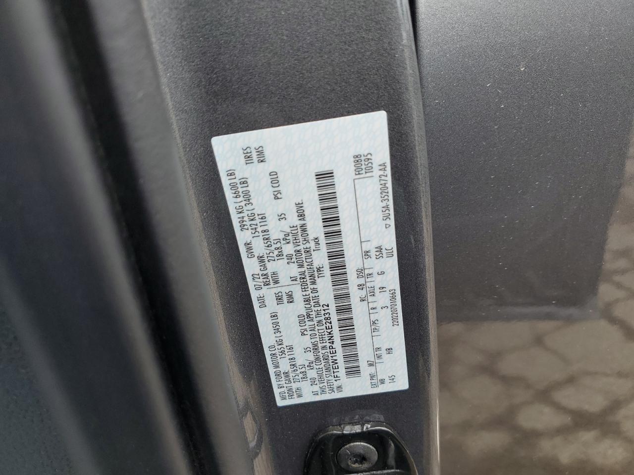 1FTEW1EP4NKE28312 2022 Ford F150 Supercrew