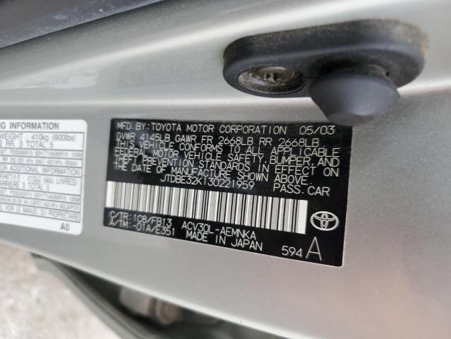 2003 Toyota Camry Le VIN: JTDBE32K130221959 Lot: 63114474