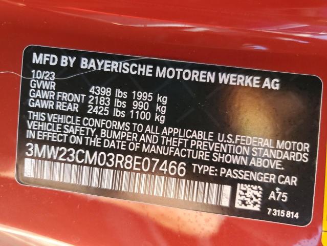 2024 BMW 230I VIN: 3MW23CM03R8E07466 Lot: 60344964