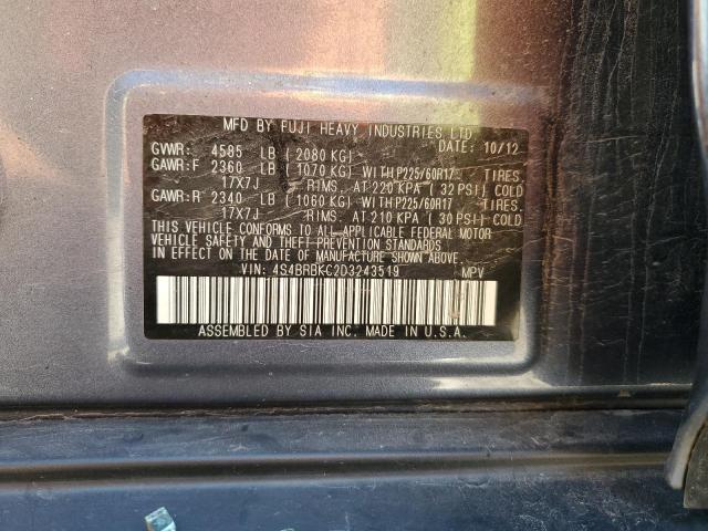 2013 Subaru Outback 2.5I Limited VIN: 4S4BRBKC2D3243519 Lot: 61226334