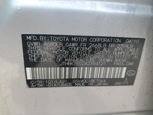 2010 Lexus Es 350 VIN: JTHBK1EG2A2394121 Lot: 61885624