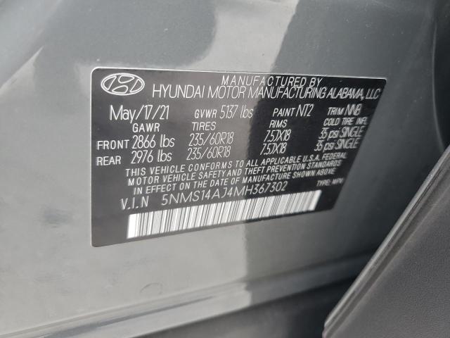 2021 Hyundai Santa Fe Se VIN: 5NMS14AJ4MH367302 Lot: 60336534
