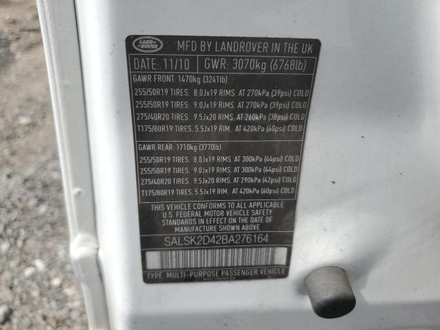 2011 Land Rover Range Rover Sport Lux VIN: SALSK2D42BA276164 Lot: 62293064