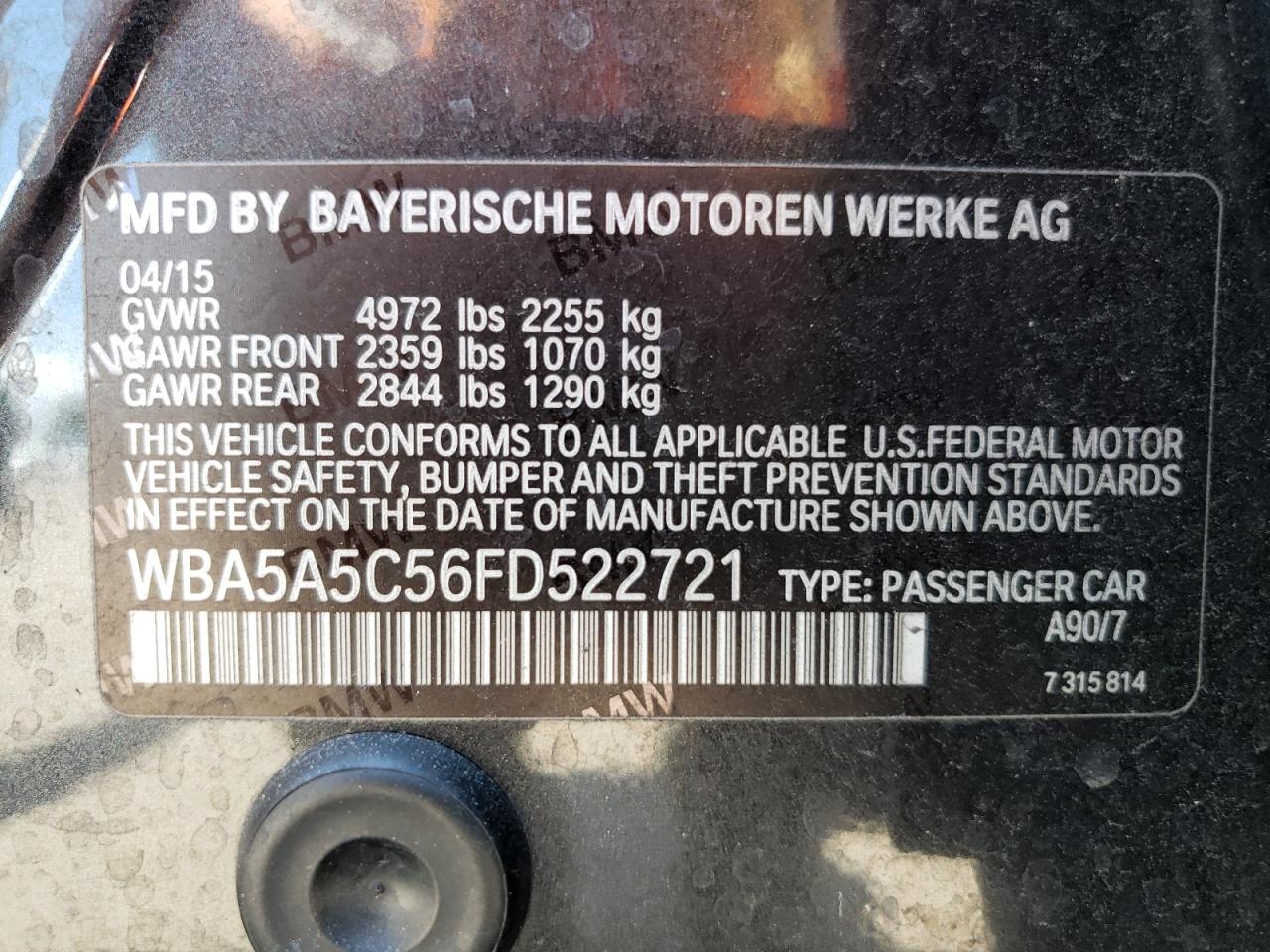 WBA5A5C56FD522721 2015 BMW 528 I