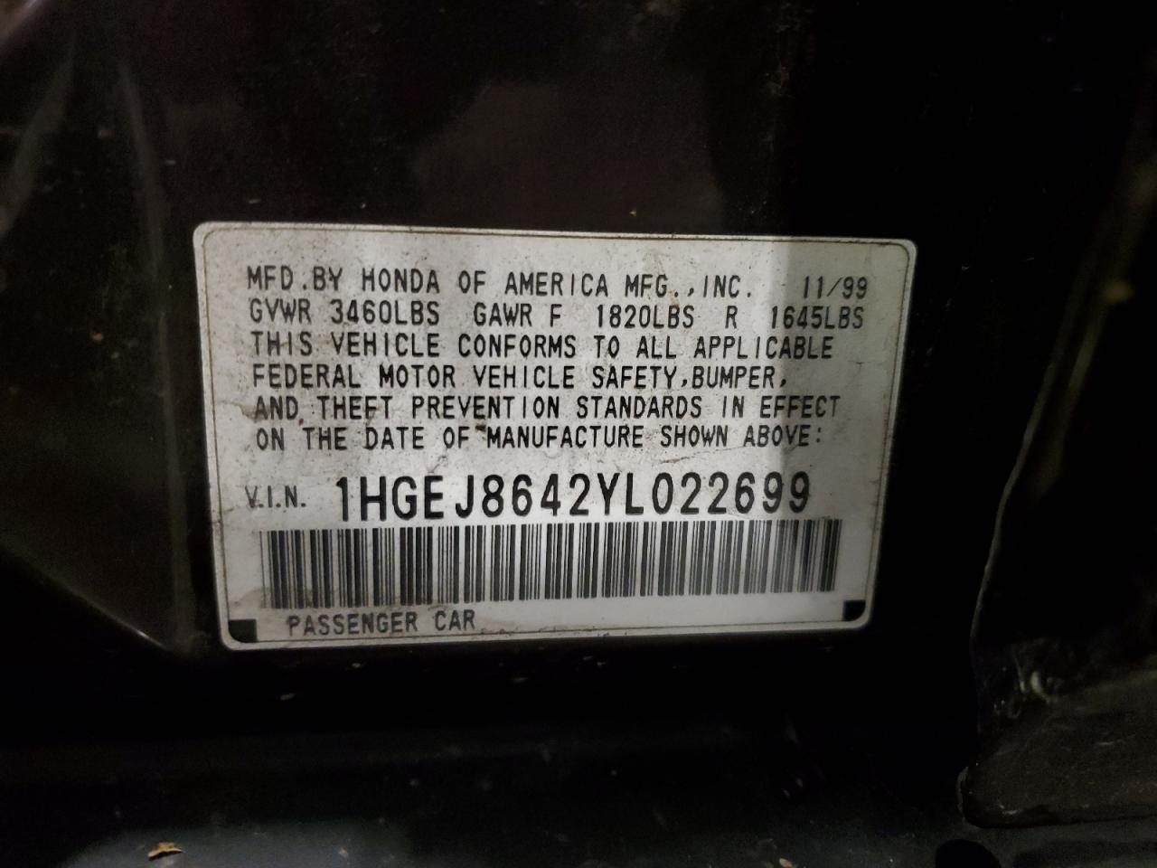 1HGEJ8642YL022699 2000 Honda Civic Ex 1HGEJ8642YL022699 2000 Honda Civic Ex