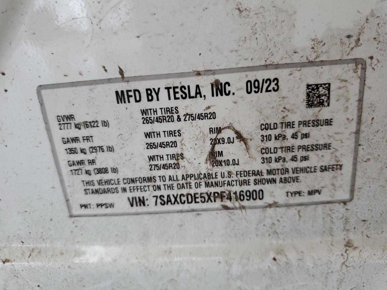 7SAXCDE5XPF416900 2023 Tesla Model X