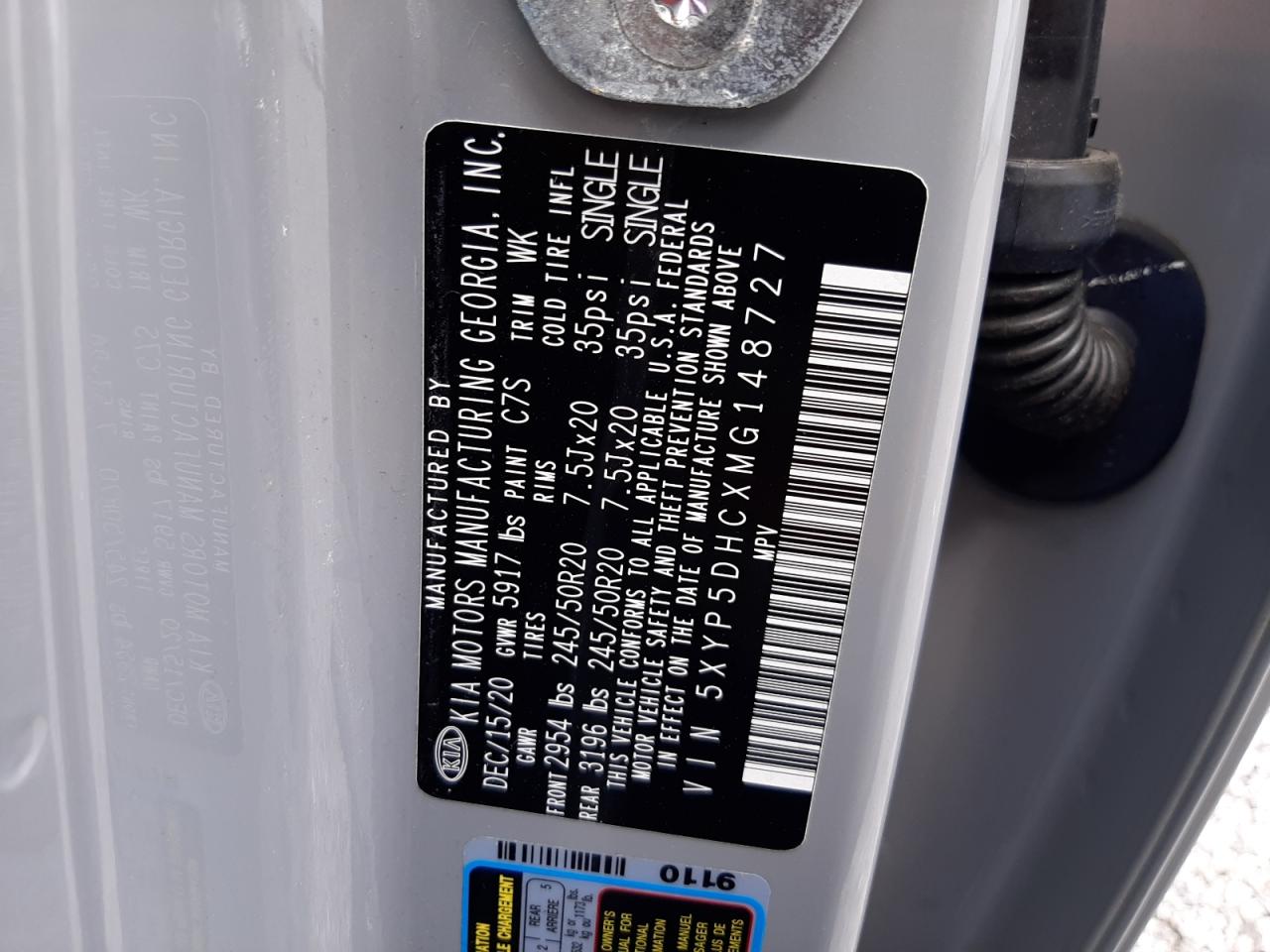 5XYP5DHCXMG148727 2021 Kia Telluride Sx