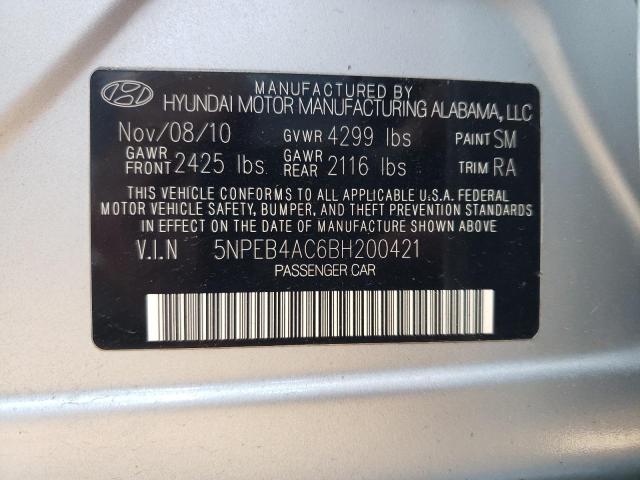 2011 Hyundai Sonata Gls VIN: 5NPEB4AC6BH200421 Lot: 63053974