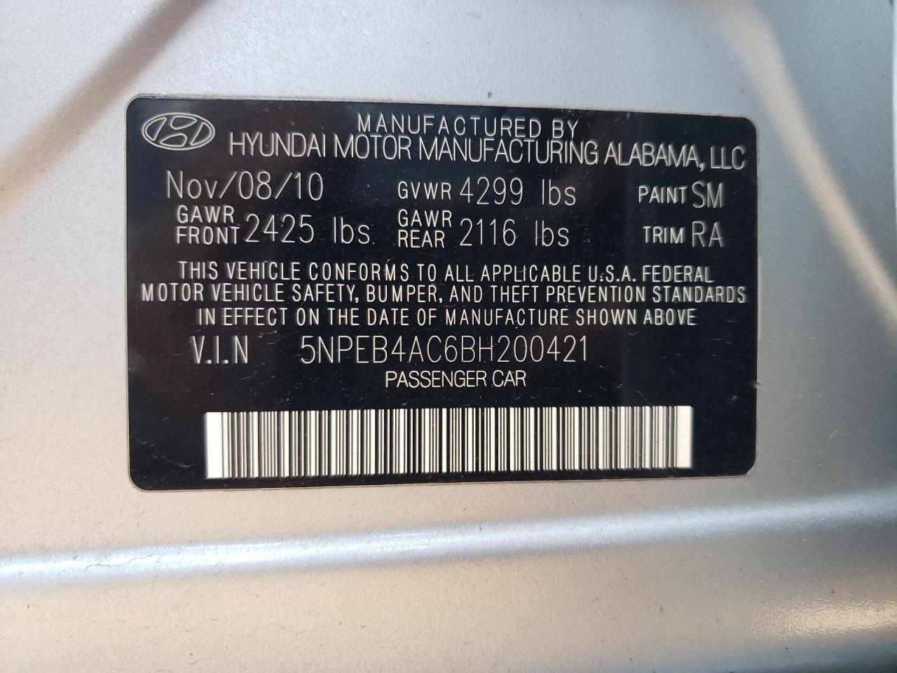 5NPEB4AC6BH200421 2011 Hyundai Sonata Gls