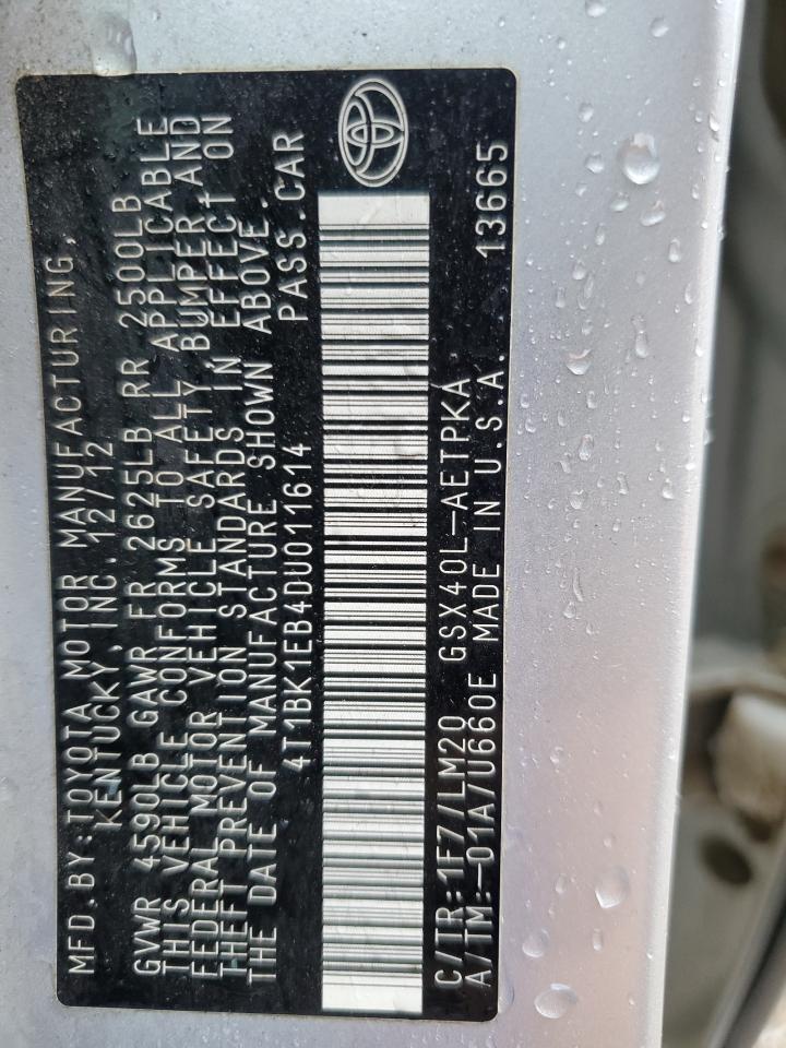 4T1BK1EB4DU011614 2013 Toyota Avalon Base