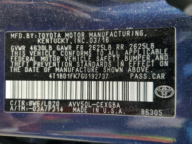 4T1BD1FK7GU192737 2016 TOYOTA CAMRY - Image 13