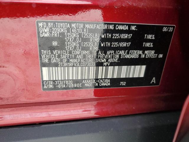 2020 Toyota Rav4 Le VIN: 2T3H1RFV3LC073033 Lot: 62430584