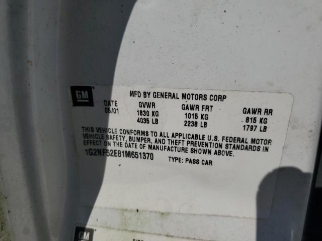 2001 Pontiac Grand Am Se1 VIN: 1G2NF52E81M651370 Lot: 61806904