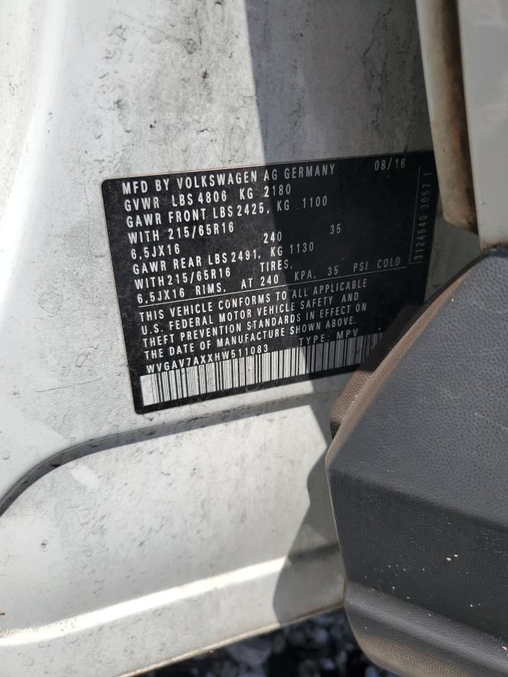 WVGAV7AXXHW511083 2017 Volkswagen Tiguan S