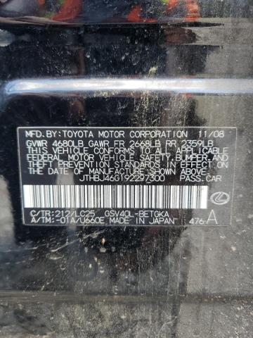 2009 Lexus Es 350 VIN: JTHBJ46G192297300 Lot: 61943964