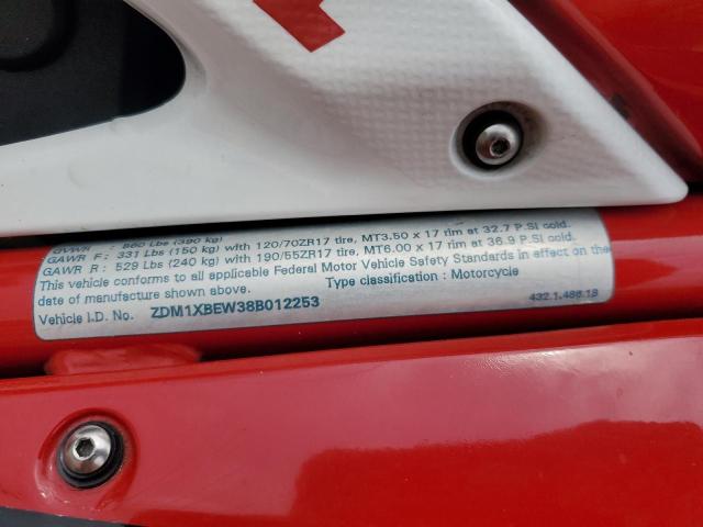2008 DUCATI 1098 BASE ZDM1XBEW38B012253