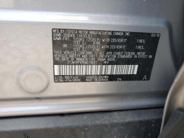 2019 TOYOTA RAV4 XLE - 2T3W1RFV7KW019691