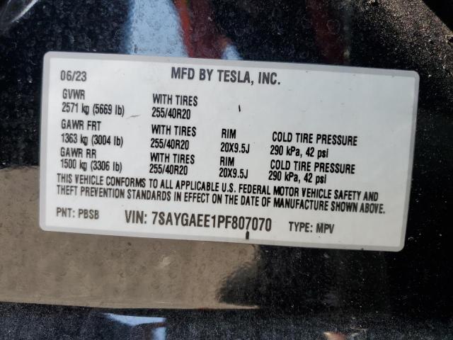 2023 Tesla Model Y VIN: 7SAYGAEE1PF807070 Lot: 61814204