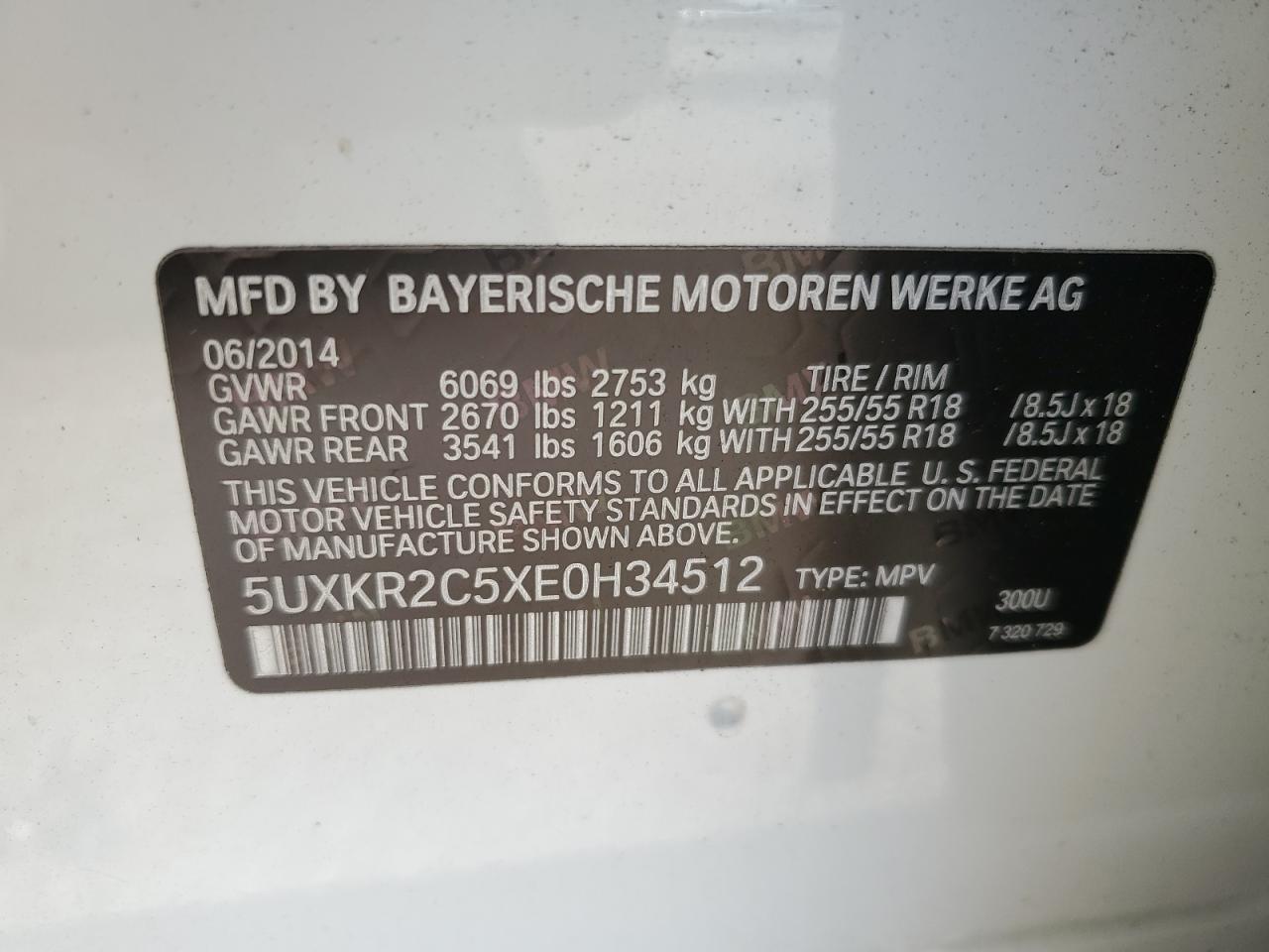 5UXKR2C5XE0H34512 2014 BMW X5 Sdrive35I