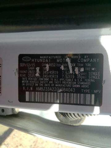 2016 Hyundai Tucson Limited VIN: KM8J33A22GU084043 Lot: 61280294