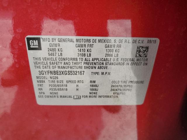 2016 Cadillac Srx Luxury Collection VIN: 3GYFNBE3XGS532167 Lot: 62519264