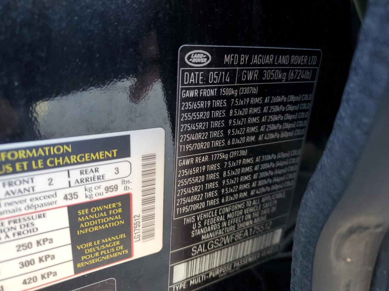 SALGS2WF8EA175512 2014 Land Rover Range Rover Hse