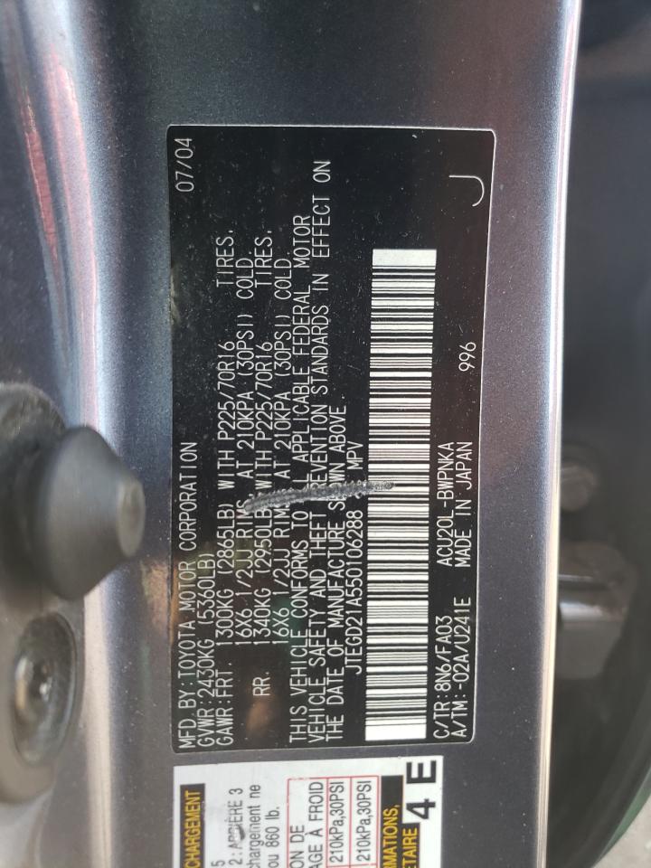 JTEGD21A550106288 2005 Toyota Highlander