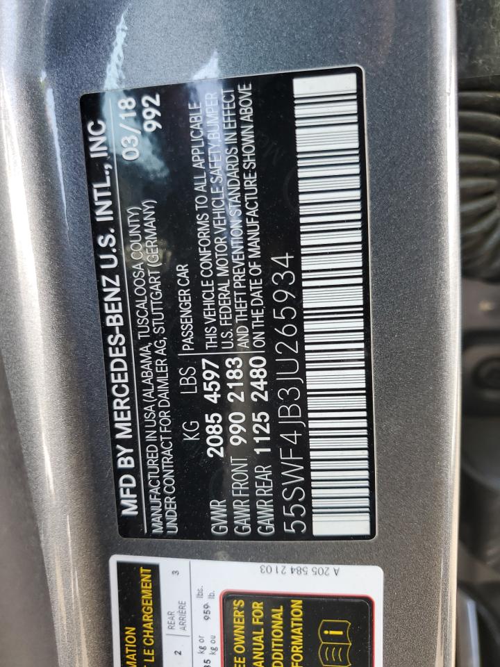 55SWF4JB3JU265934 2018 Mercedes-Benz C 300