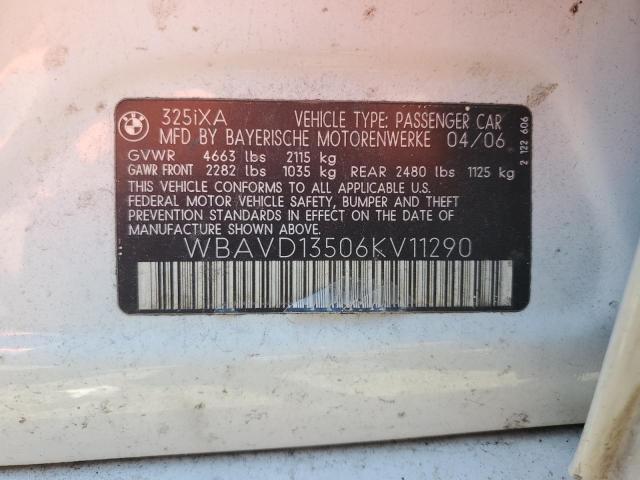 2006 BMW 325 Xi VIN: WBAVD13506KV11290 Lot: 59405854