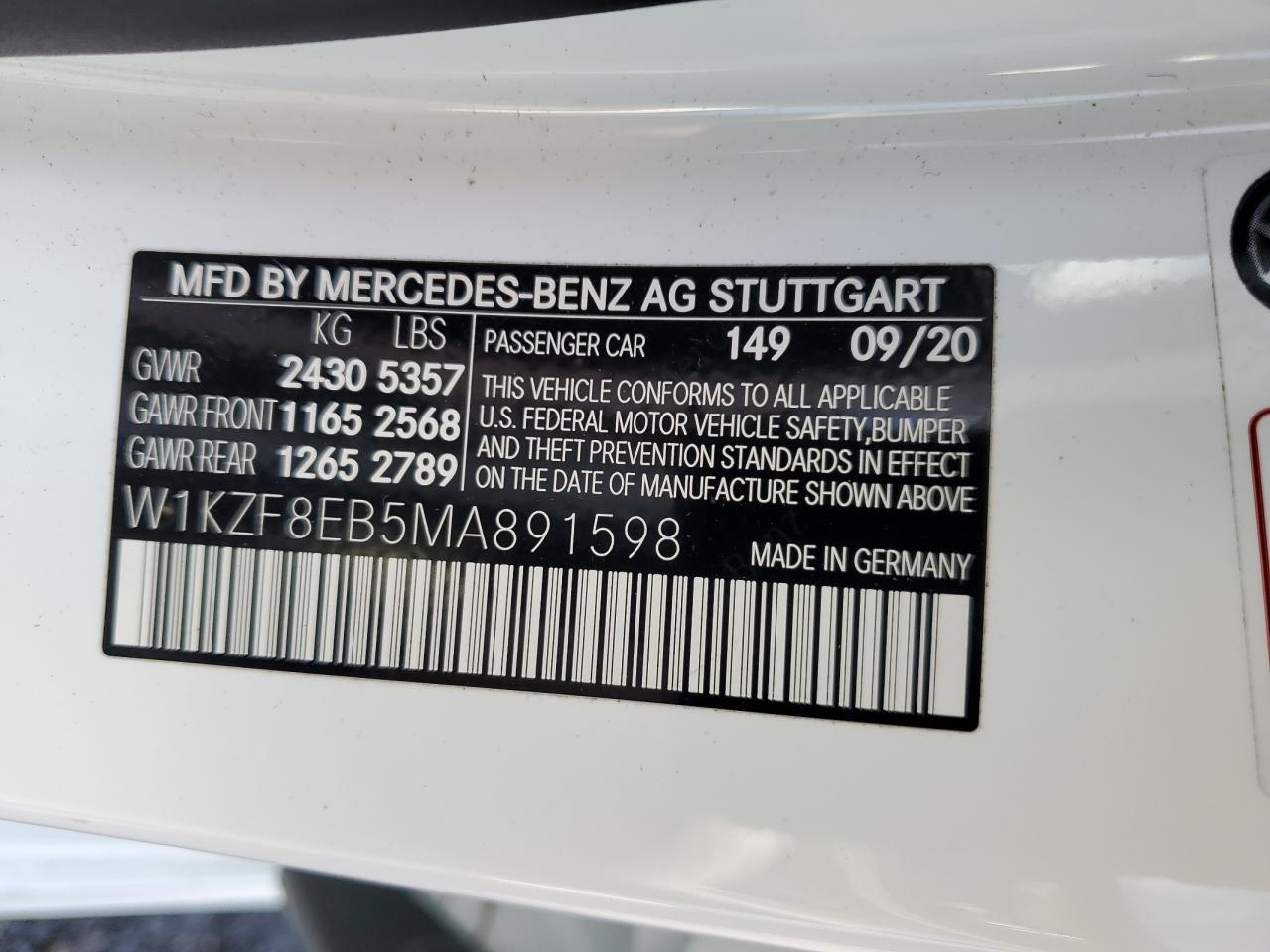 W1KZF8EB5MA891598 2021 Mercedes-Benz E 350 4Matic