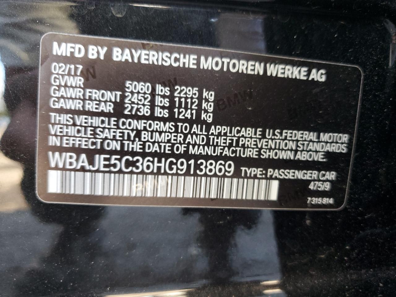 WBAJE5C36HG913869 2017 BMW 540 I