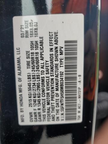 2021 HONDA PILOT EXL - 5FNYF5H58MB034192