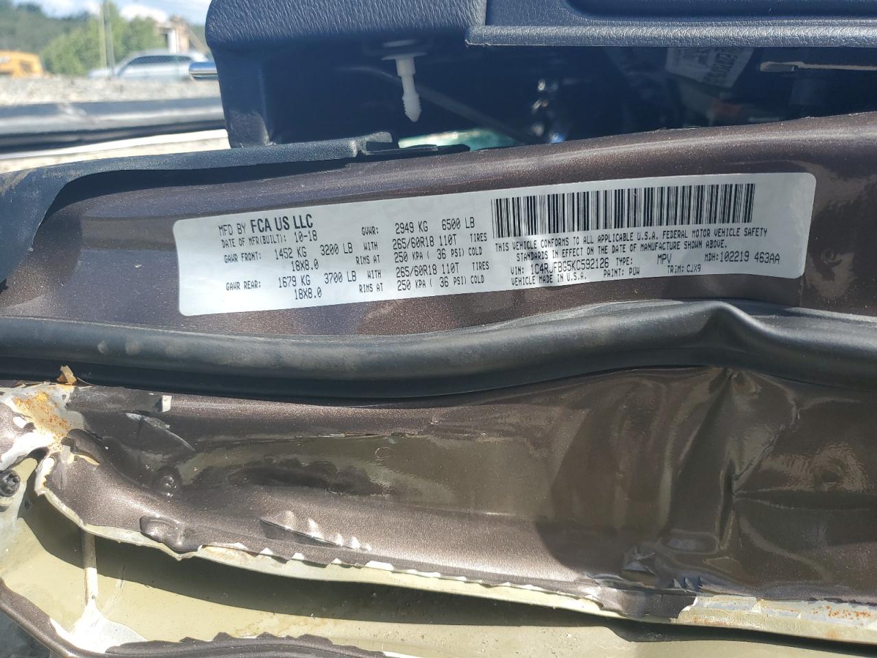 1C4RJFBG5KC592126 2019 Jeep Grand Cherokee Limited