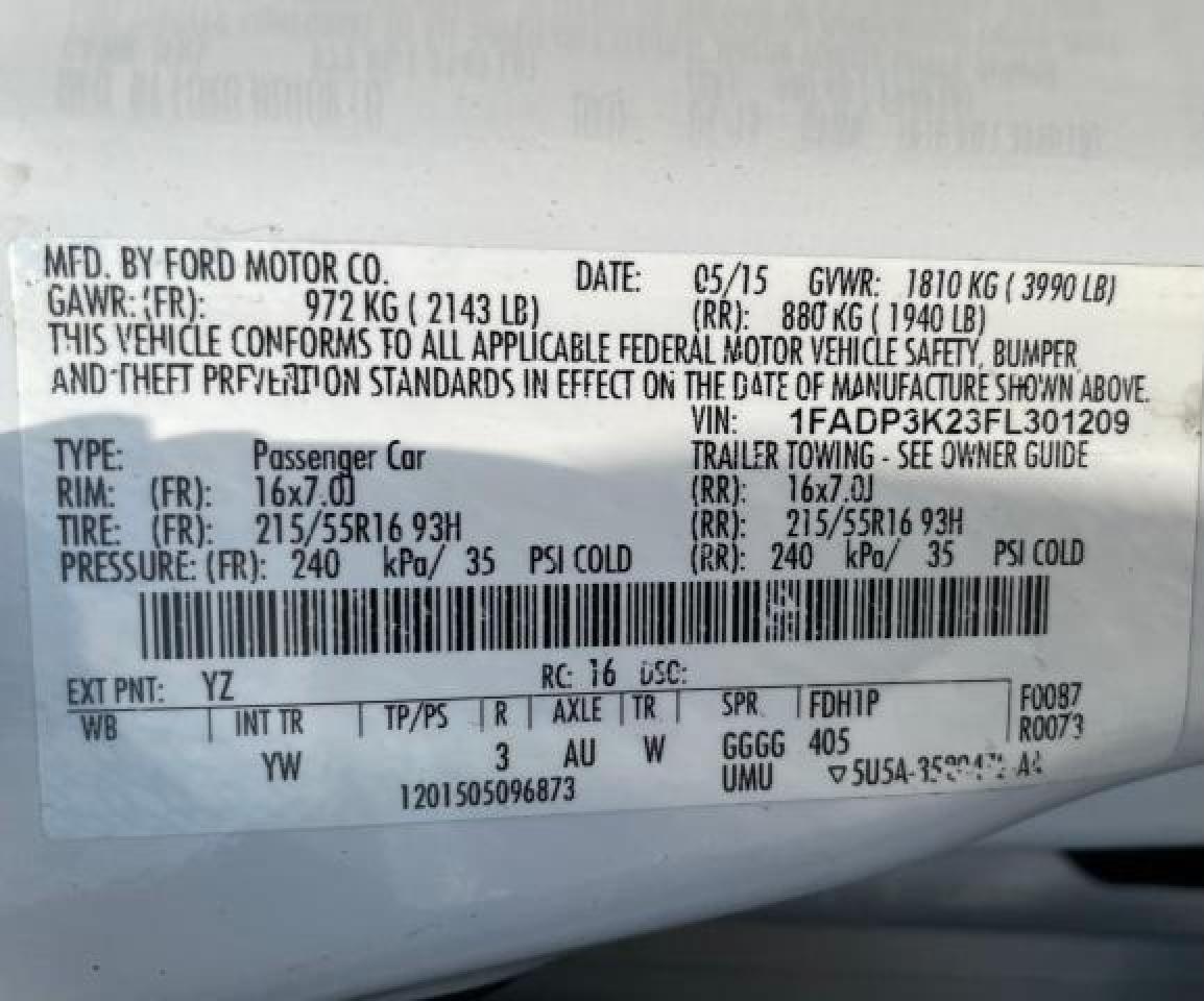 2015 Ford Focus Se vin: 1FADP3K23FL301209